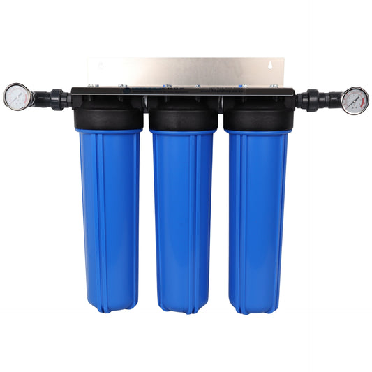 Bronze Triple Stage Home Filter System - Aluminum Wall Mounted Bracket