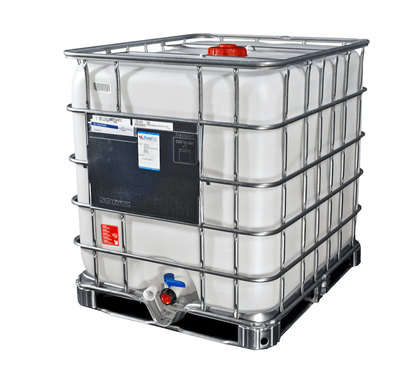 New 1000 Litres UN Approved Chemical Grade Clear IBC Tank or Flowbin on Steel Pallet