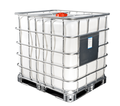 New 1000 Litres UN Approved Chemical Grade Clear IBC Tank or Flowbin on Steel Pallet