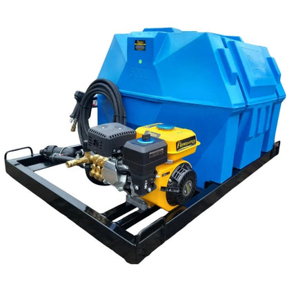 500l Mobile High Pressure Washer 6.5hp petrol 186bar