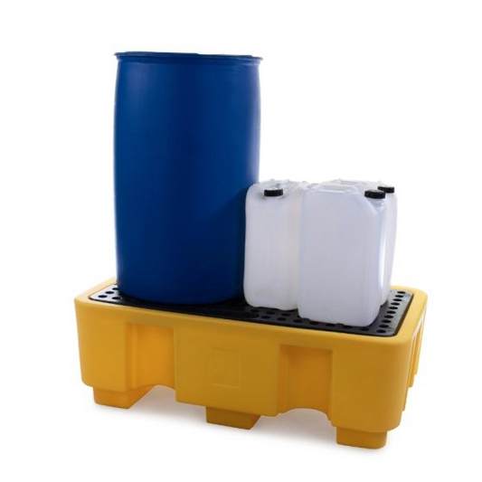 2 Drums Spill Containment Pallet for Hazardous Liquids (250 Litre Capacity)